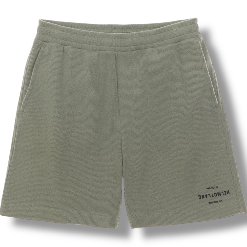 NWT Helmut Lang Logo Knit Jersey Short Mens Size Small S in Tea Green‎ - $235